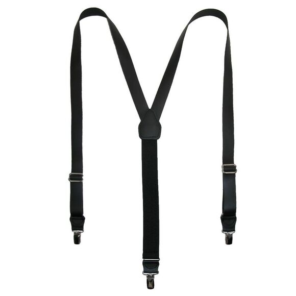 CTM Men's Coated Leather Clip-End 1 Inch Suspenders - Picture 1 of 3